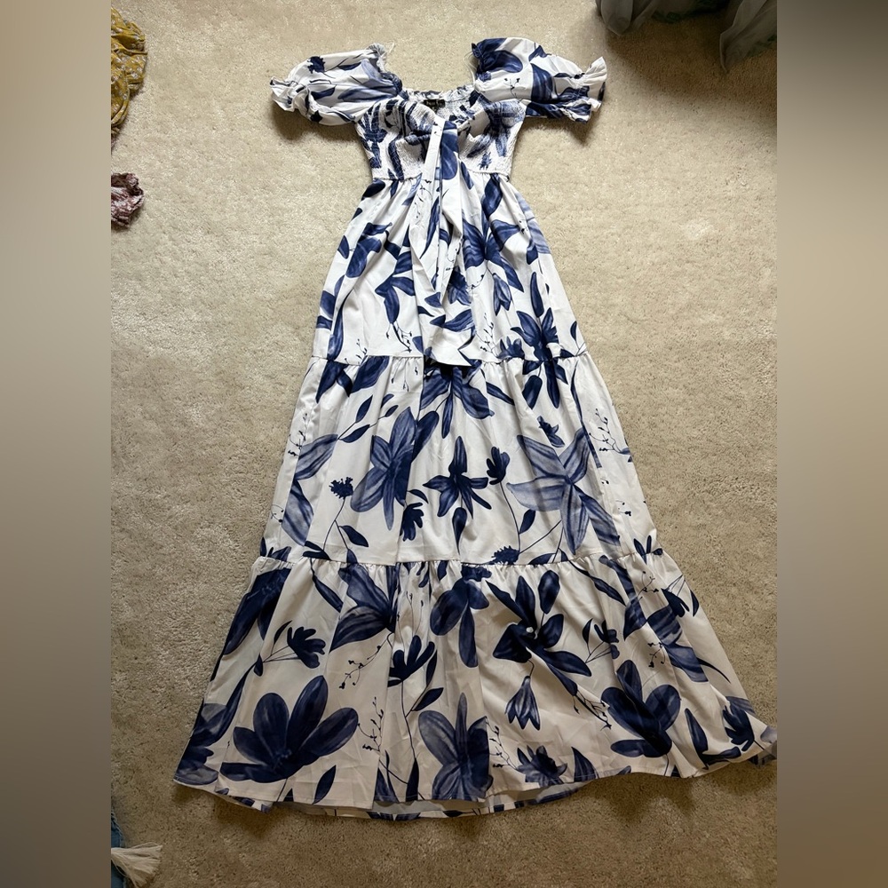 Blue and White Smocked Dress